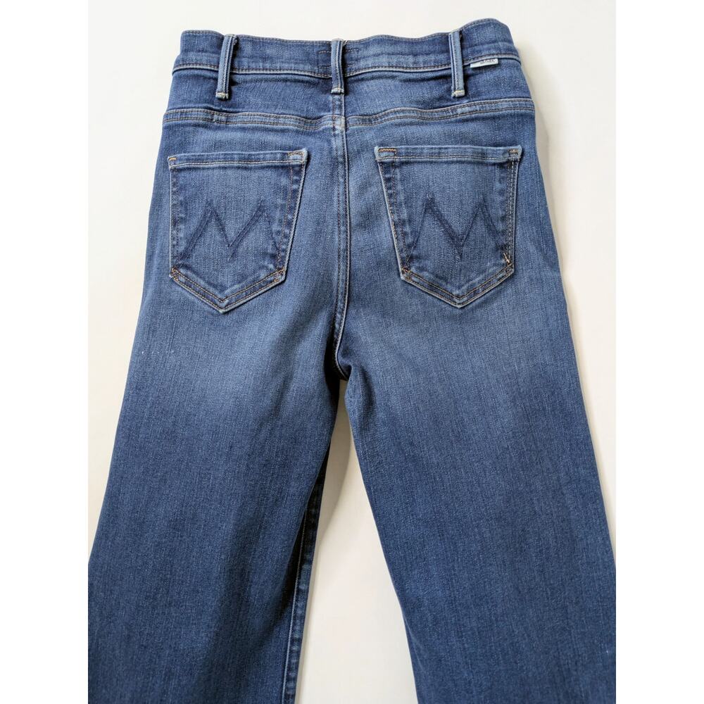 MOTHER Hustler Roller Heel 24 Blue High Rise Wide Leg Clean Hem Full Length 31" - Picture 7 of 15
